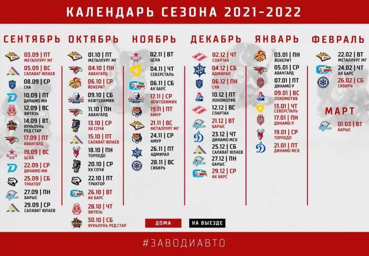 Расписание кхл ак барс